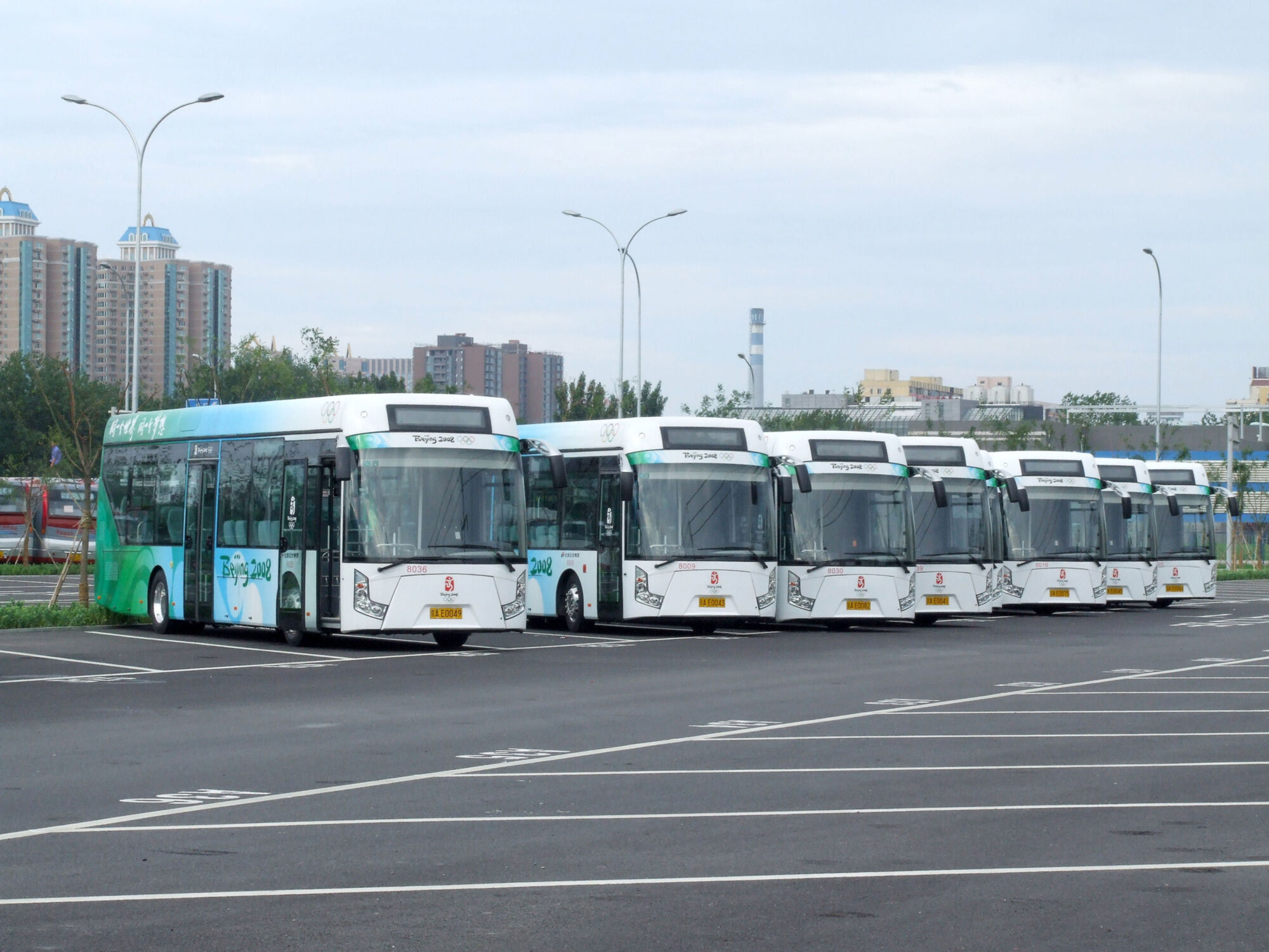 Fleet of parked buses